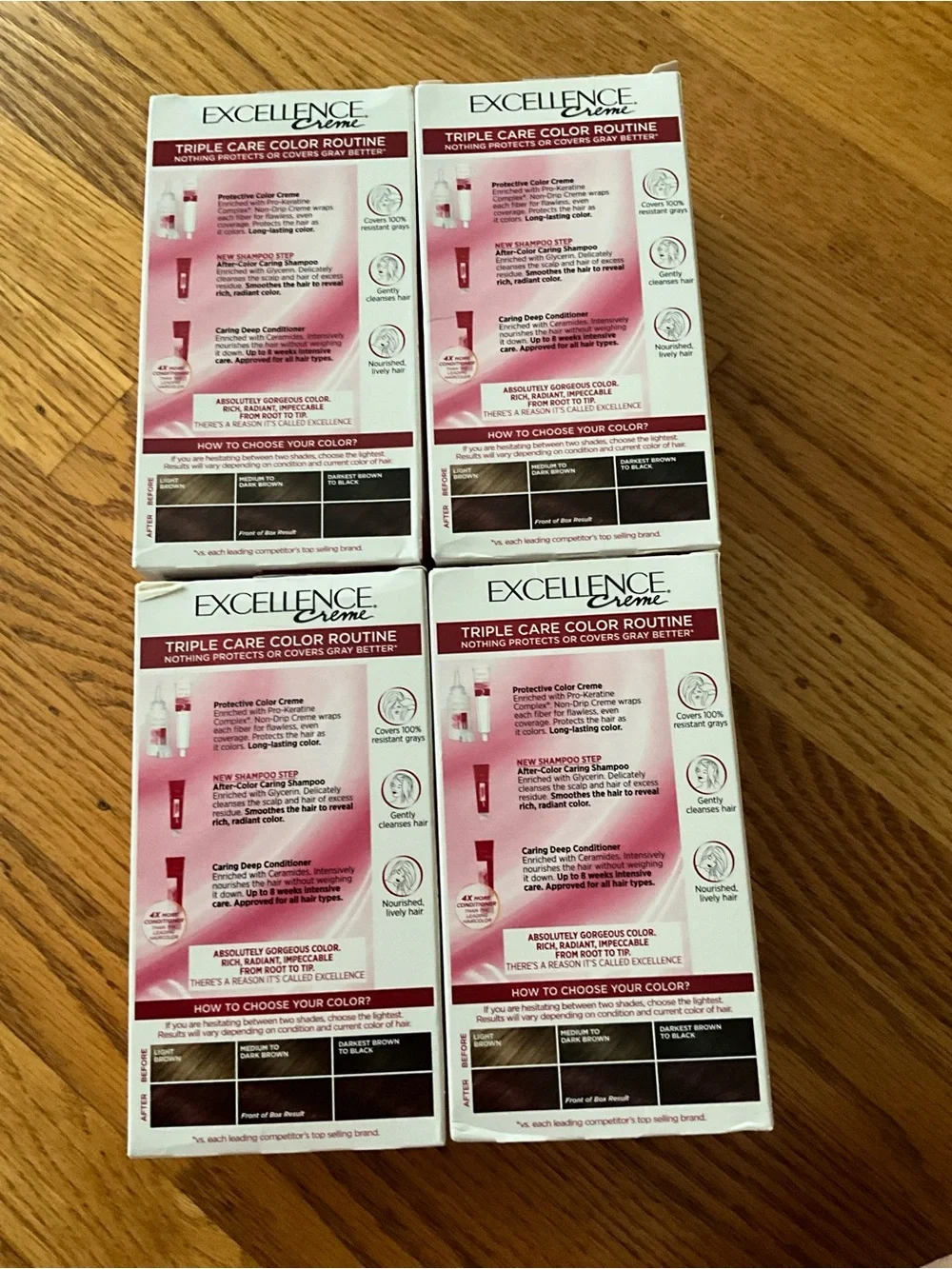L'Oreal Excellence Creme 4RM Dark Mahogany Red Permanent Hair Color (4 boxes)